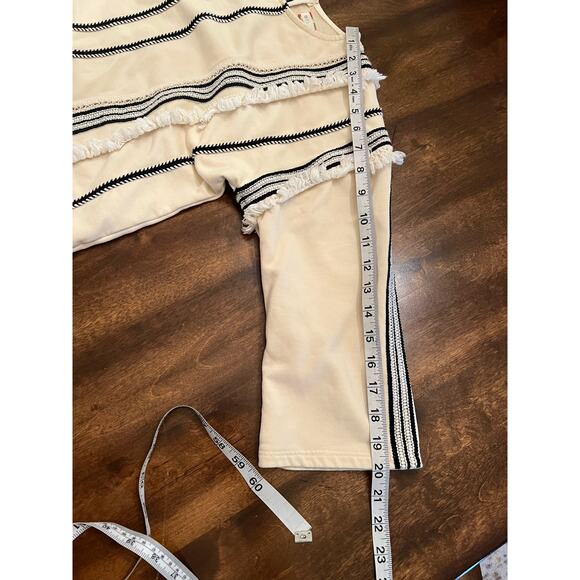 Anthropologie Eri + Ali Women’s Santillana Fringed Top Boho Small Cream Black - Picture 9 of 9